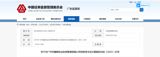 信息披露、更新、投资者资产证明等四项违规！瀚晖创投被责令改正