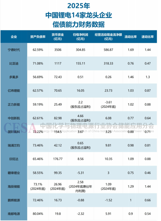 14份财报，六大指标，拆解中国锂电偿债能力：谁是王者，谁在渡劫